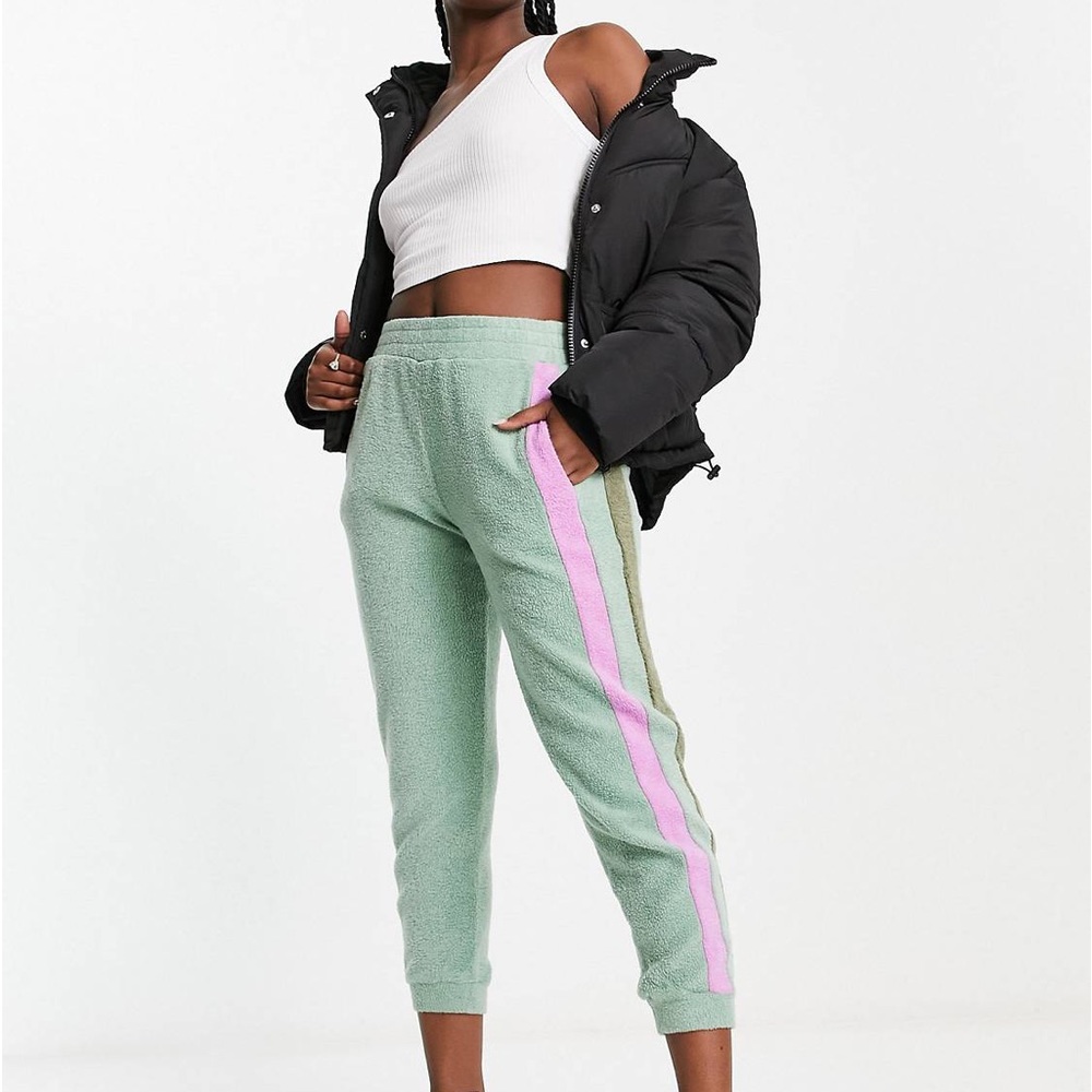 Intimately Free People Fleece Joggers In Valley Girl Combo Green XS